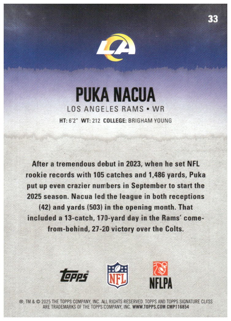 2025 Topps Signature Class #33 Puka Nacua | eBay