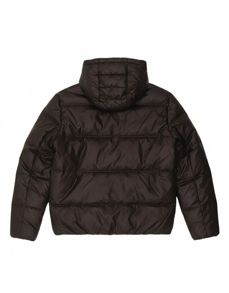 GUESS Mens Hooded Padded Jacket UK 38 Medium Black Polyester DY51 - Image 2 of 4