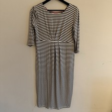 JOULES Muted Stripe SIZE 14 UK Half Sleeve Over Knee Midi Dress SP1