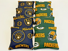8 CORNHOLE BEAN BAGS CORN HOLE MILWAUKEE BREWERS Green Bay PACKERS