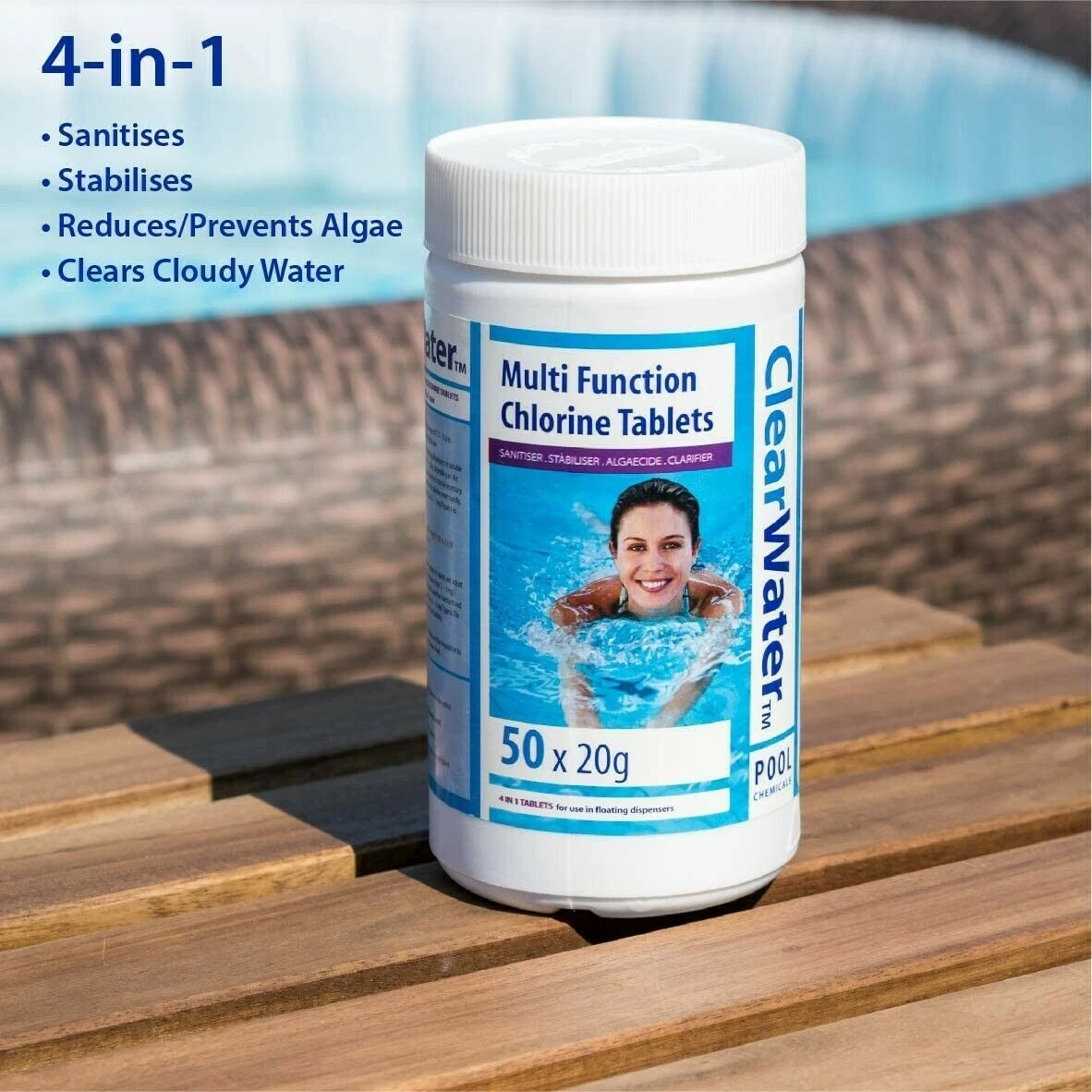 Pool Power Mini Quick Tablets Bestway Clearwater Multifunction 1 KG Chlorine Tablets, 50 x 20g Pool Hot Tub | eBay