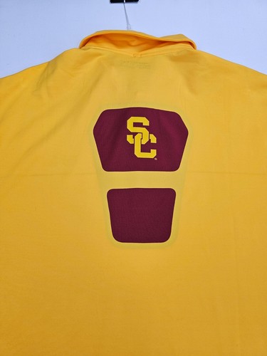 Nike Golf Size XL Men's Yellow USC Trojans Logo Fit Dry Short Sleeve Polo NWT - Picture 6 of 11
