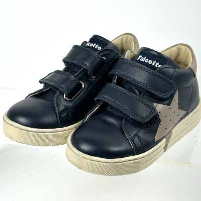 FALCOTTO SALAZAR 2 VL Boys Sz 22 / 6 Sneaker Kids Shoes Navy Blue Leather Italy