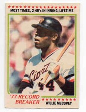sharp corners, edges.....1978 OPC Record Breaker Willie McCovey #238 crease free