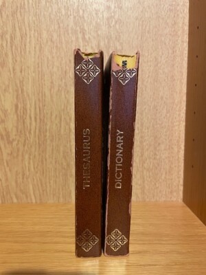 Vintage Compact Leather Bound Dictionary/Thesaurus Set, Used 1967