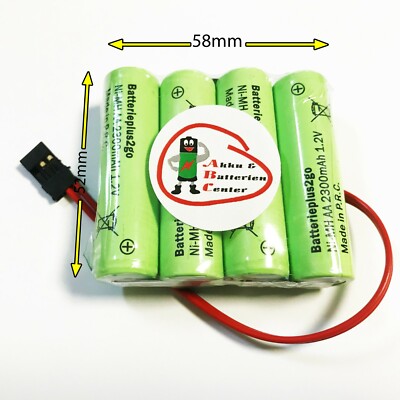 2 X  4er Pack Flattop AA  Empfänger Akku 4,8V  2300mAh Ni-MH  mit Graupner-St 