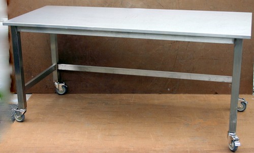 METRO, ULINE STAINLESS STEEL MOBILE LAB CLEANROOM TABLE C FRAME, 72L X 30W X 34H