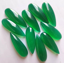 Wholesale Natural Green Onyx Cabochon Long Pear shape Loose Gemstone Jewellery.