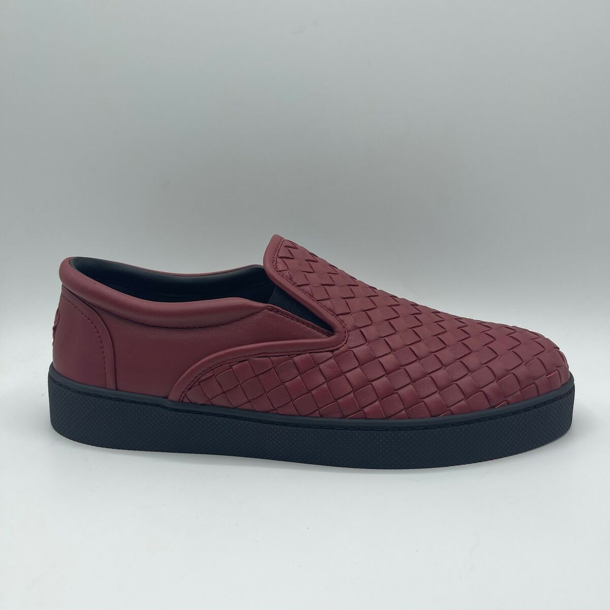 $710 Bottega Veneta Men's Red Leather Woven Slip On Sneaker $710 Bottega Veneta Men's Red Leather Woven Slip On Sneaker