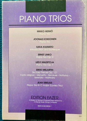 Joonas Kokkonen: Trio 1948 Score & Parts - violin and cello, and piano - Picture 2 of 3