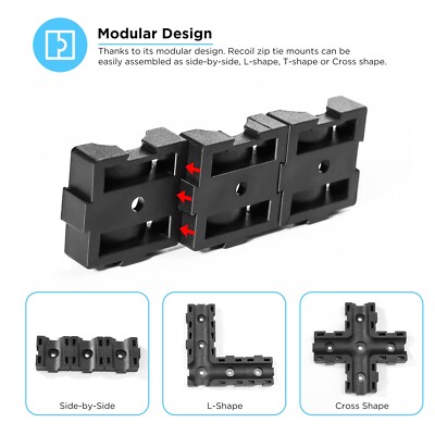 ZTM19-K100 100Pcs Modular Cable Zip Tie Mounts Dual Slots Size 3/4