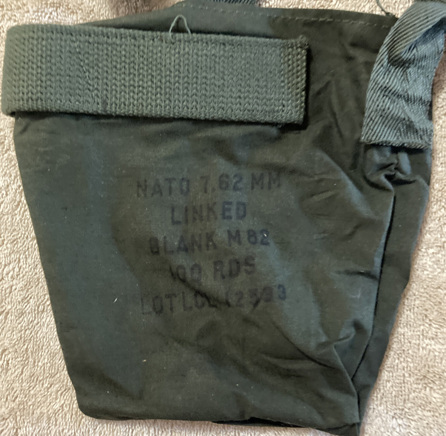 Vintage 1966 Military Shoulder Bag Green Small Army Bag 7.62 MM Linked