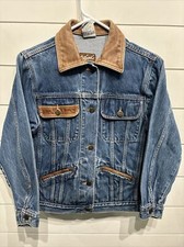 Vintage 1990's Street Worn Denim Blue Jean Leather Jacket Womens Size Medium Vtg