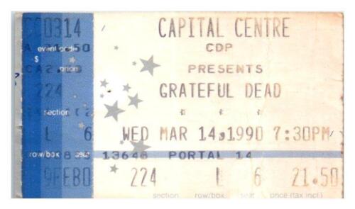 Talón de entradas para concierto de Grateful Dead 14 de marzo de 1990 Washington DC Landover MD - Imagen 1 de 2