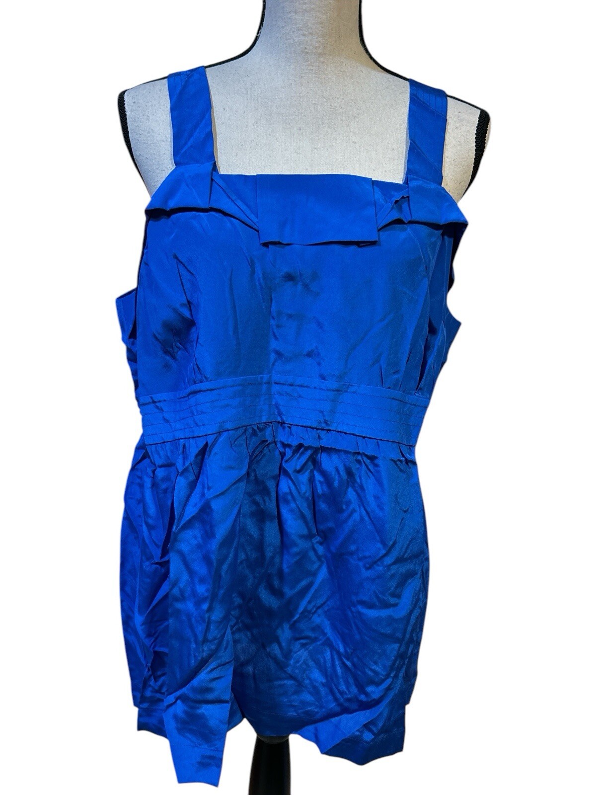 NEW Simply Chloe Dao QVC Women Sz S Royal Blue Tank Top Blouse SILK Elastic Back