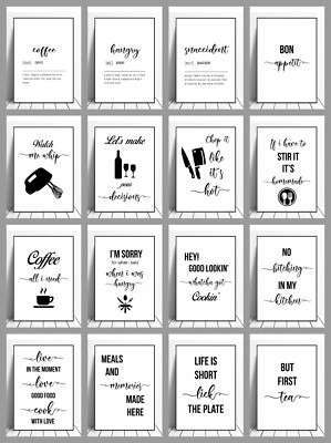 Küche Zitat Poster Drucke lustige minimalistische Wandbilder A2 A3 A4 RAHMEN Option