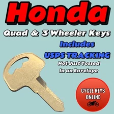 Honda ATV Keys (Quad & 3 Wheeler ONLY) Spare Cut to Code key A00-A99, B00-B99