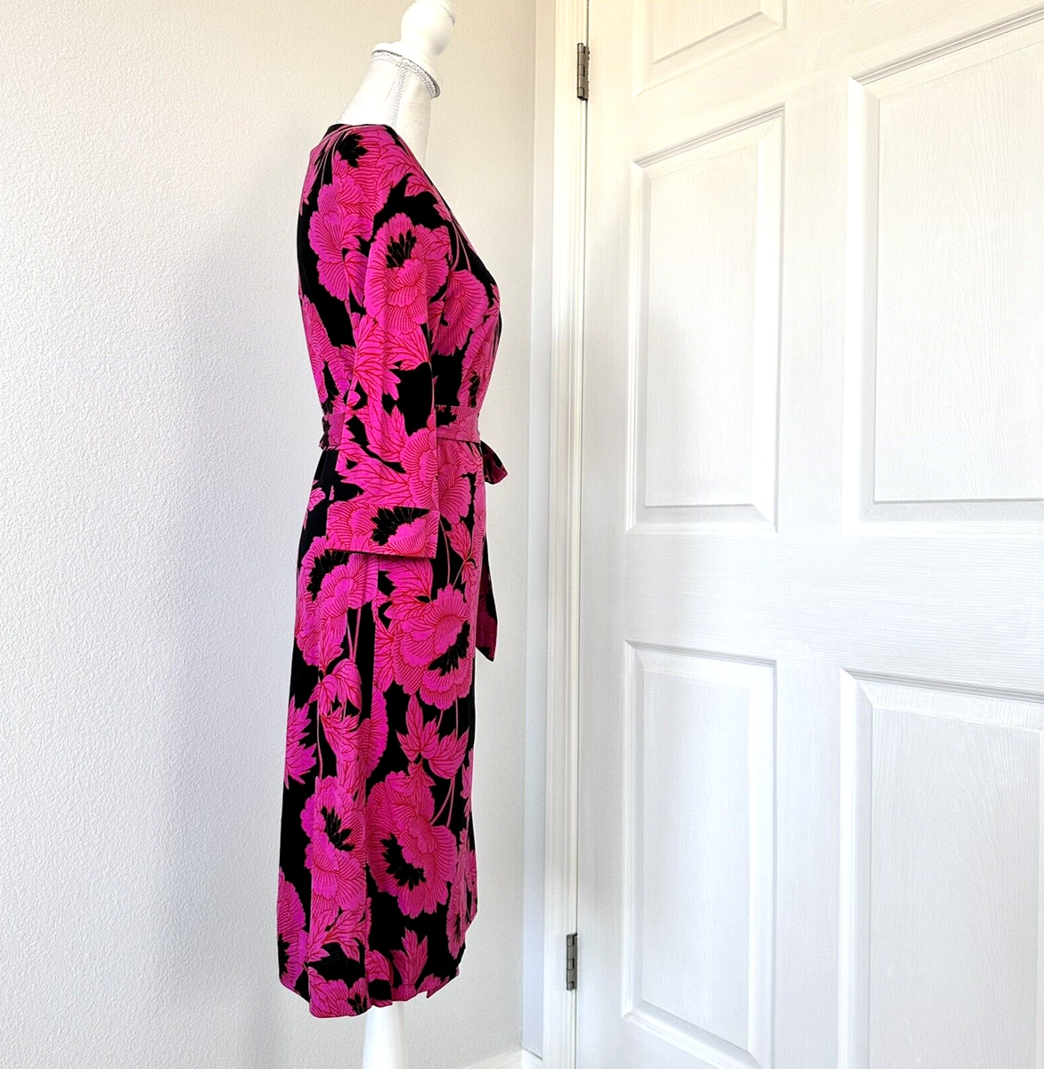 NWT DVF Julian Wrap Dress Silk Jersey 3/4 Sleeve Floral