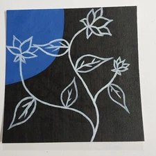 8x8 Inch Acrylic Painting On Watercolor Paper Floral Title Blue Moon Flowers A1