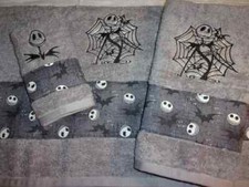 Nightmare Before Christmas RARE Jack Skellington 3 Piece GRAY Bath Towel Set