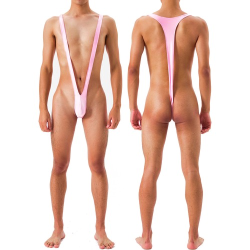 FEESHOW AU Mens Glossy Sexy Mankini Swimwear One-piece Jockstrap Thong Singlet - Picture 51 of 107