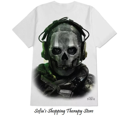 PRIMITIVE X CALL OF DUTY MODERN WARFARE 2 Ghost Graphic T-Shirt TEE White LARGE