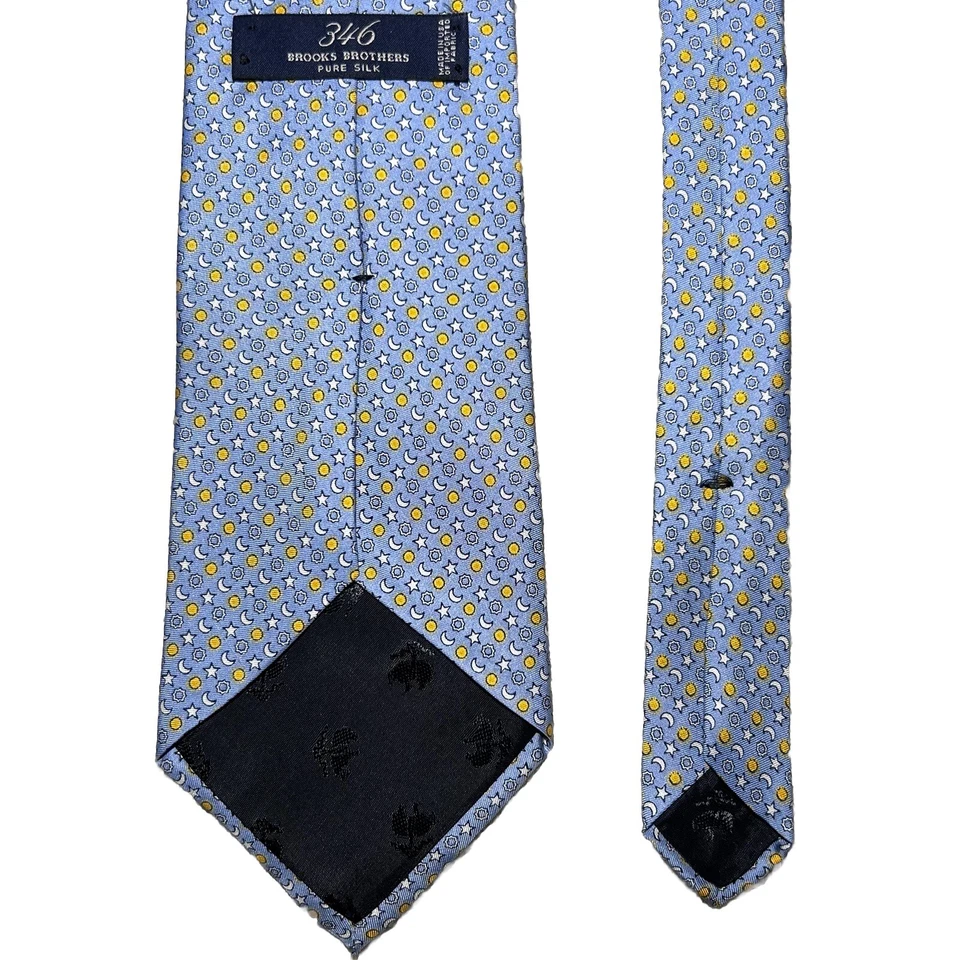 Corbata de colección Brooks Brothers 346 para hombre con estampado de luna/sol 100 % seda hecha en EE. UU. Foto 3 de 4