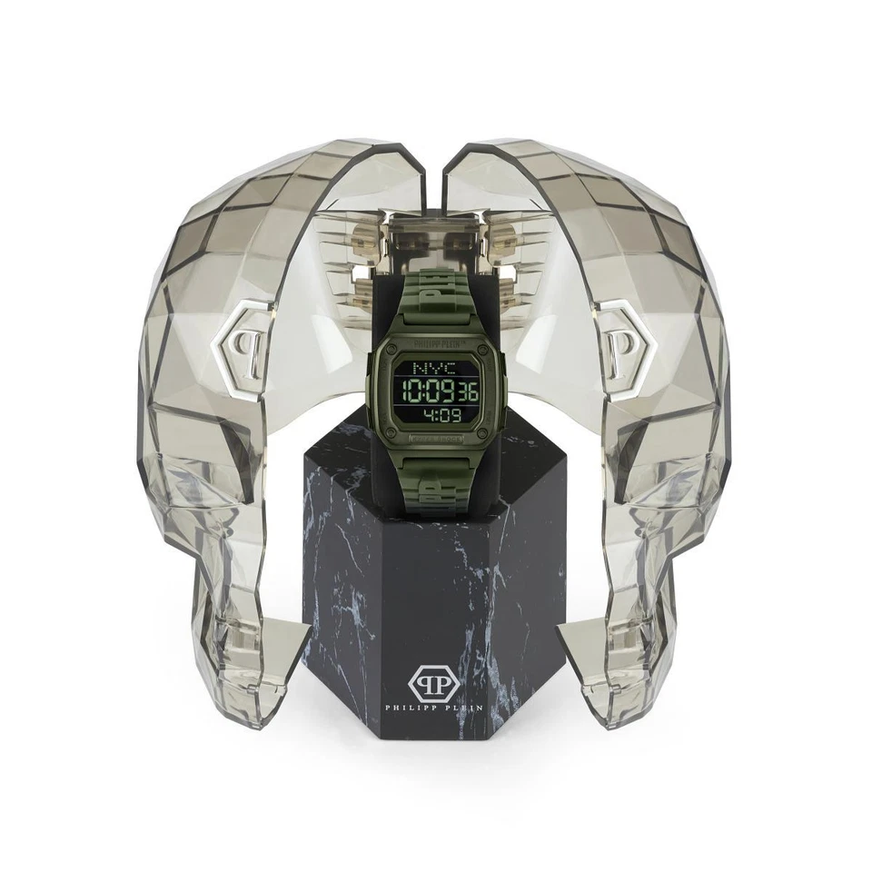 Philipp Plein Herren Uhr Digital Quarz HYPER SHOCK grün PWHAA0421 Silikon  - Bild 4 von 4