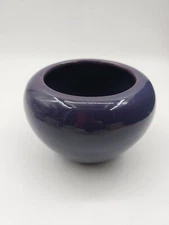 Vtg Italian Redware Pottery Planter/Vase Purple Plum Glossy Finish  NICE  ITALY 