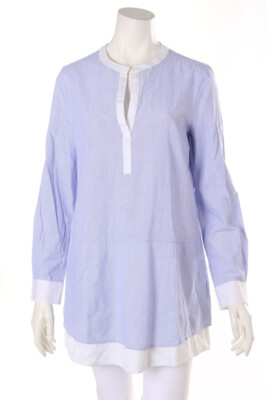 BCBG MAXAZRIA Blouse Long Stripes L grey blue white