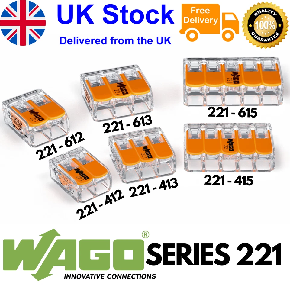WAGO 221 Series Reusable Electrical Wire Cable Connectors Compact UK - Image 3 of 4