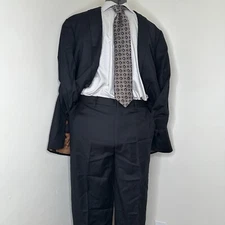 Jos A Bank Mens 42R Suit 37x31 2 Piece Slim Fit Blazer Sport Coat Jacket Black