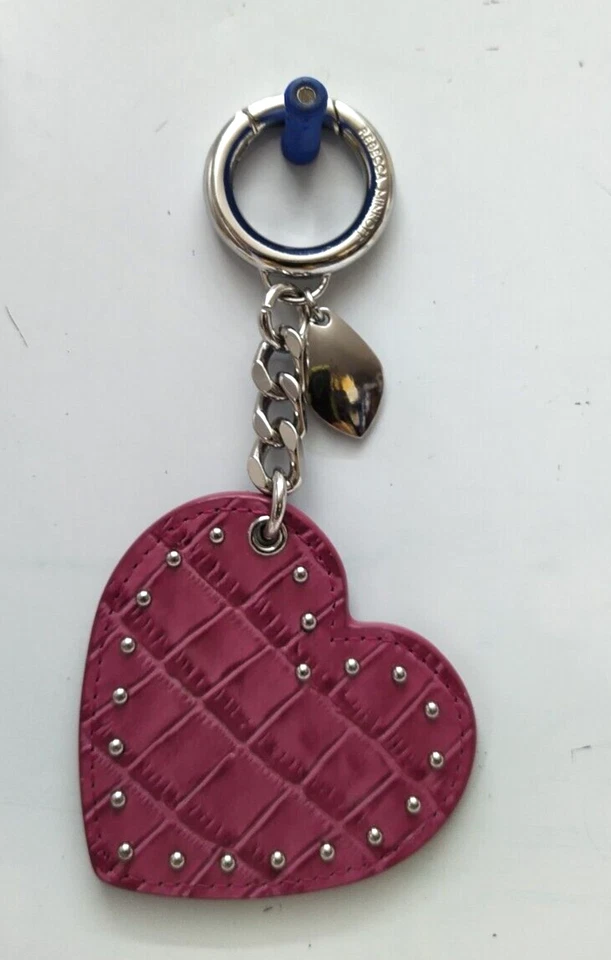 Rebecca Minkoff Red Heart Leather Studded Key Fob - Keychain - Bag Charm - Image 2 of 4