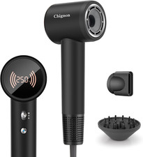 Ionic Hair Dryer with Diffuser - 110,000 RPM Brushless Motor, Smart Temperature