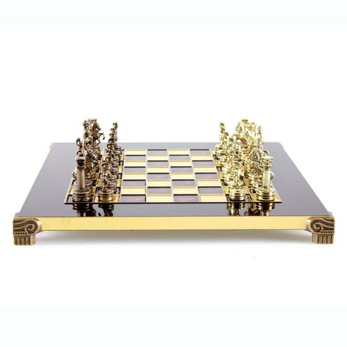 Manopoulos Greek Roman Army Chess Set - Brass Copper Pawns - Red chess Board - Picture 3 of 5