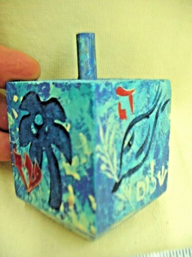 DREIDEL HANDMADE WOOD DREIDEL HAND PAINTED BY WEINSTEIN FROM JERUSALEM - Picture 2 of 3