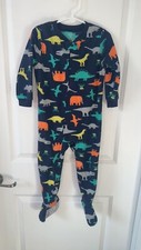 Carter  s 3T dinosaur print zip up fleece pajamas