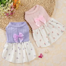 Bow Sweater Dress Cat Clothing Pet Princess Dress Small Dogs Clothes Costume 