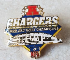 1992 Peter David NFL 1.5" COLLECTORS AFC WEST CHAMPIONS PIN San Diego Chargers
