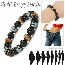 Energy Healing Stretch Bracelet Natural Stone Hematite Tiger Eye for Men Women