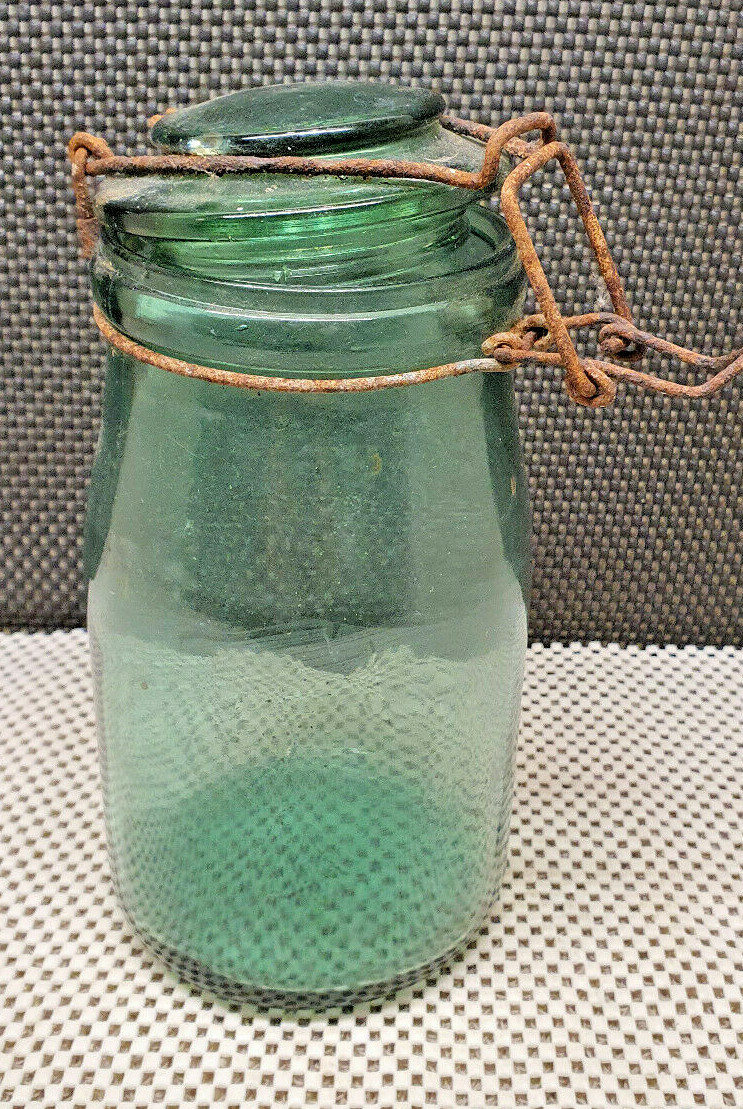 Au choix : Ancien bocal de conserve en verre vert, bocal de rangement Au choix : Ancien bocal de conserve en verre vert, bocal de rangement