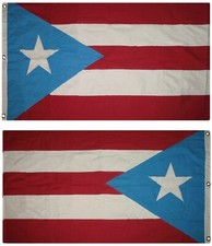 3x5 Embroidered Sewn Puerto Rico LIGHT BLUE 100 Cotton Flag Banner 3 Clips