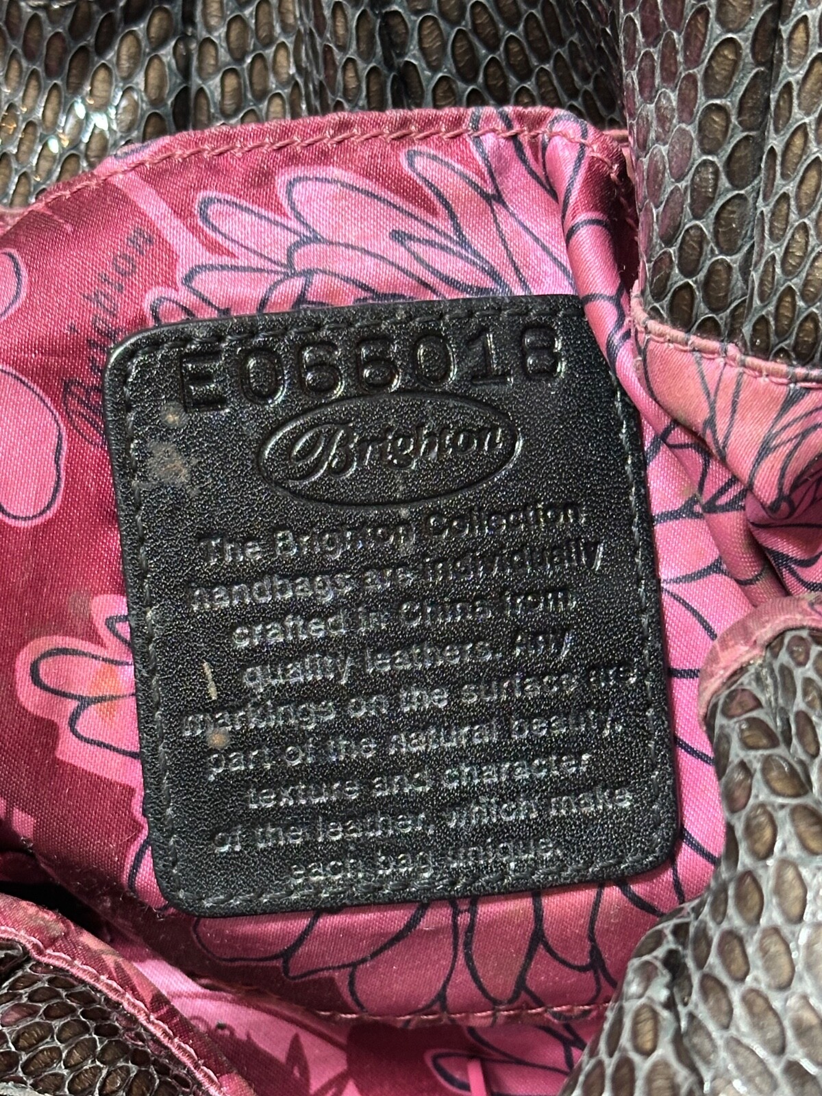 Brighton Breelan Python Embossed Leather Hobo Han… - image 16