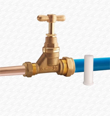 20mm x 15mm Stopcock Brass for Blue MDPE Water Main to Copper with Pipe Liner