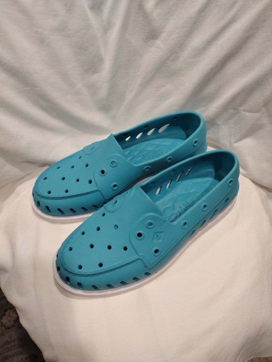 Sperry Top Sider Women's Aqua Blue Float Boat Slip-On Foam Shoes Sz 9-Beach