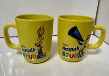 Nestle Nesquik Studios CHOCOLATE Yellow Ceramic Mugs- Set of 2 - Megaphone