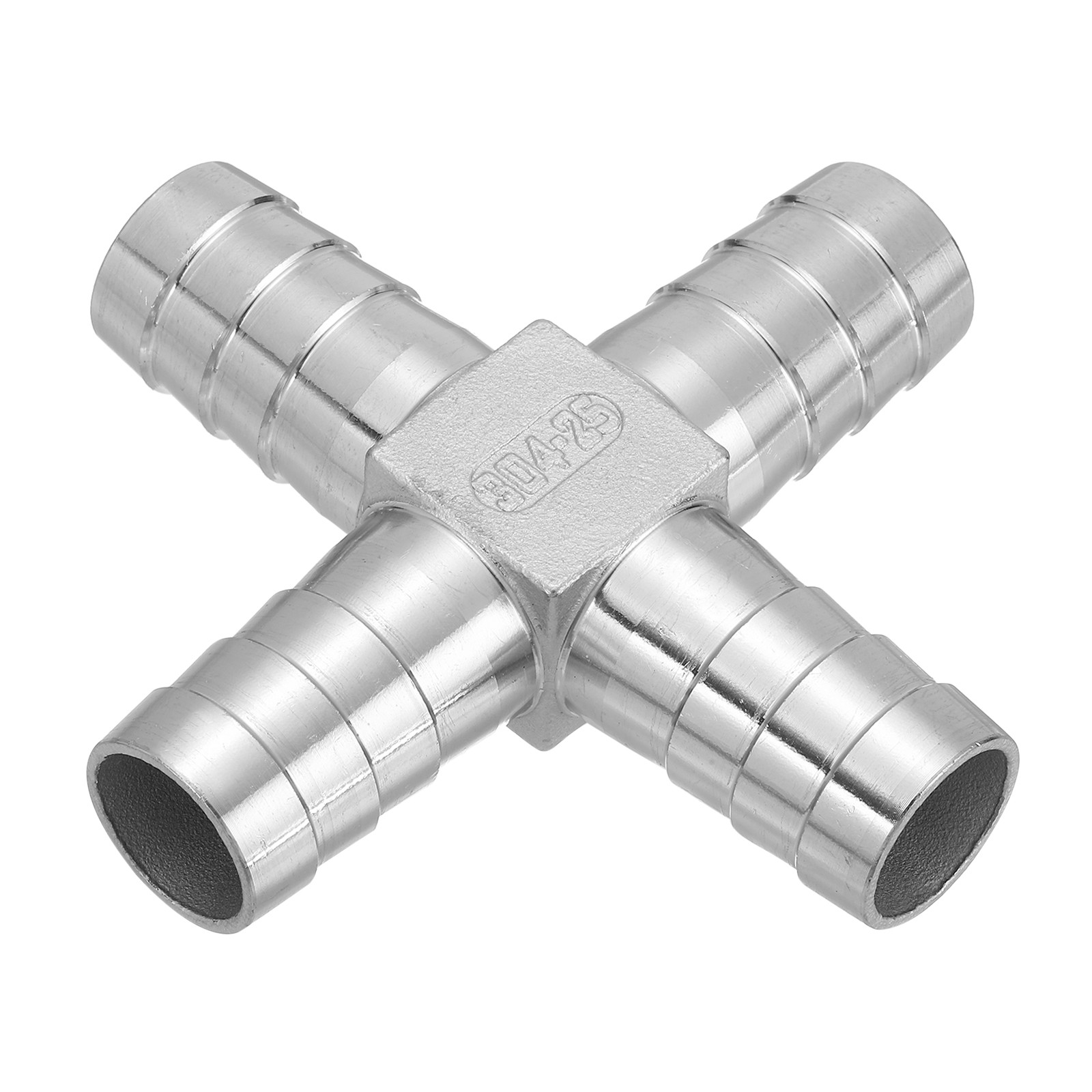 1" Cross Hose Barb Pipe Fitting 304 Stainless Steel 4 Way Pipe Adapter