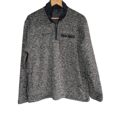 Eddie Bauer Mens Gray Marled Quarter Zip Sweater Fleece Pullover Large EMU1504S