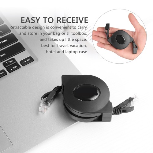 cat6 ethernet cable retractable Retractable Cable Black 2M CAT-6 Telescopic - 第 4/9 張圖片