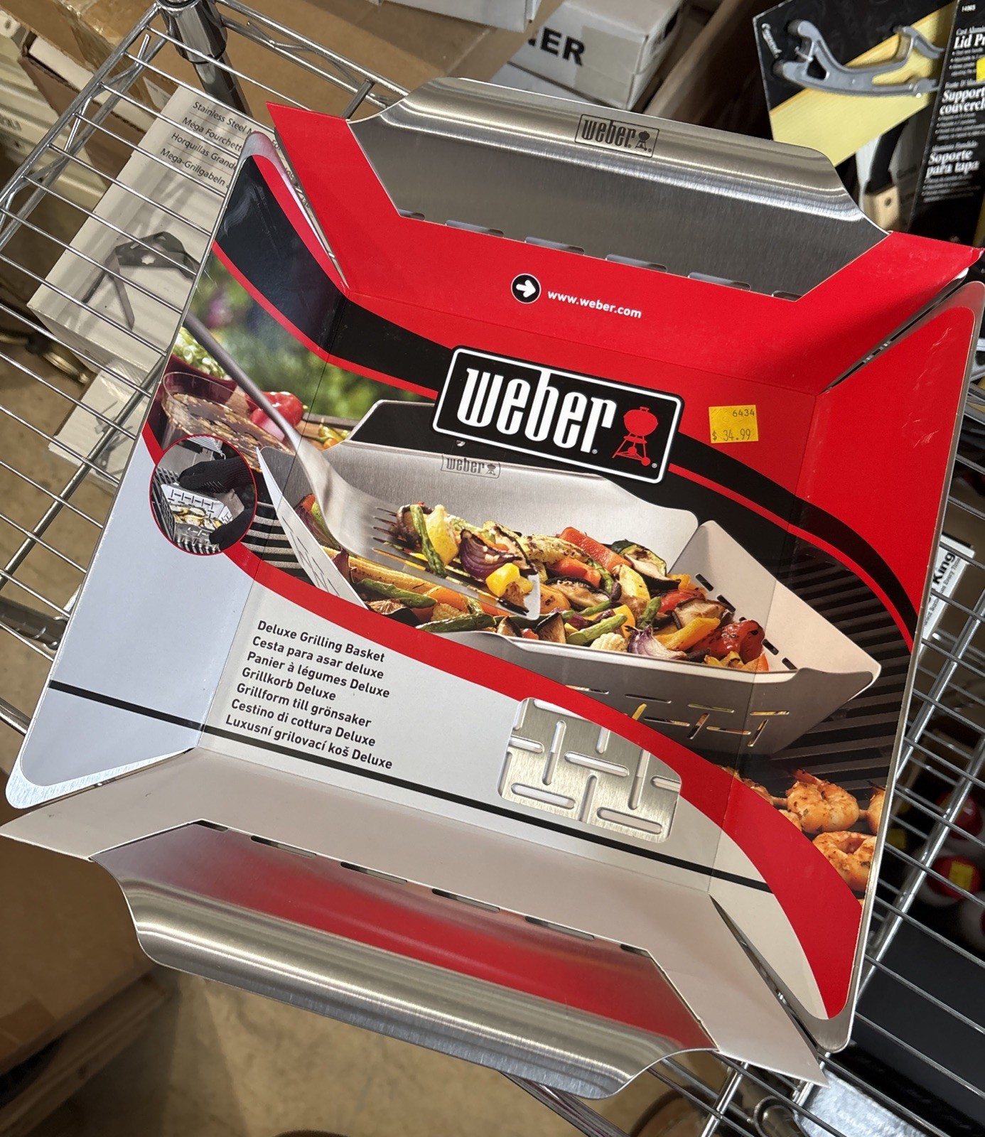 Weber 6434 Stainless Steel Vegetable Deluxe Grilling Basket 